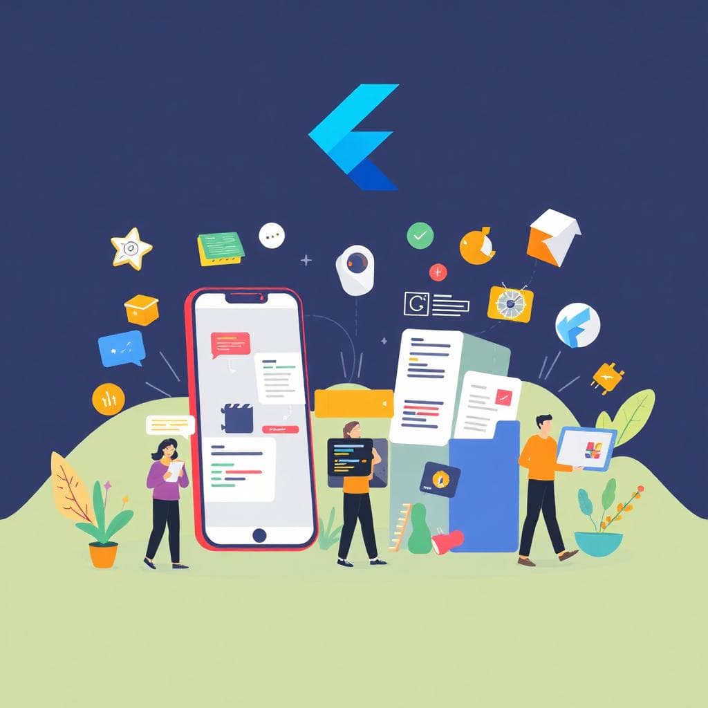 Notebook mit Flutter-App-Entwicklung für iOS, Android, Web und Desktop